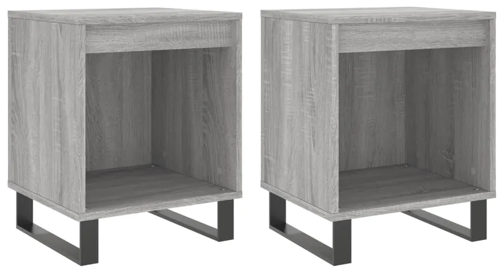 Comodini 2pz grigio sonoma 40x35x50 cm in legno multistrato