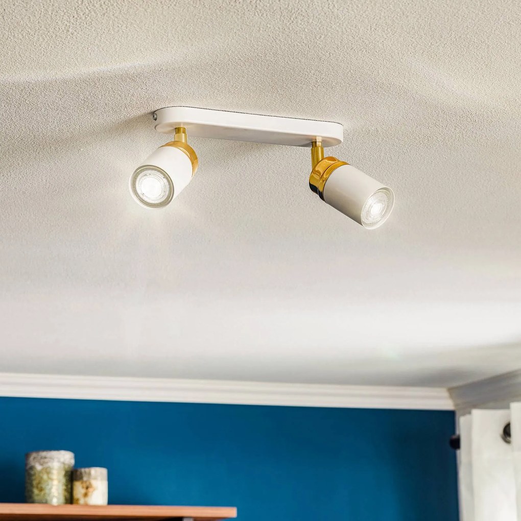 Luminex Faretto da soffitto Rondo bianco/oro, 2 luci