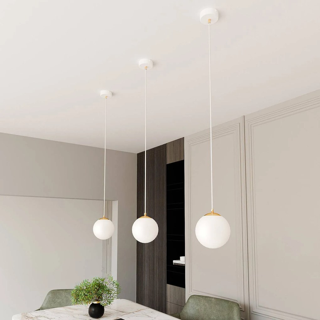 Lampada a sospensione in vetro Royal EMIBIG LIGHTING, dimmerabile, Bianco / Opale, Soggiorno / Sala da pranzo, Moderno, Lampada a sospensione