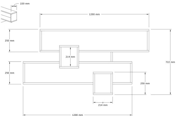 Mensola KAREN 120x72,2 cm antracite/marrone
