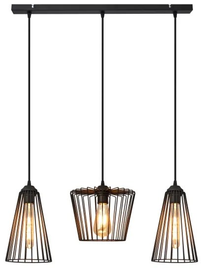 Lampadario a sospensione con filo TORRI 3xE27/15W/230V nero