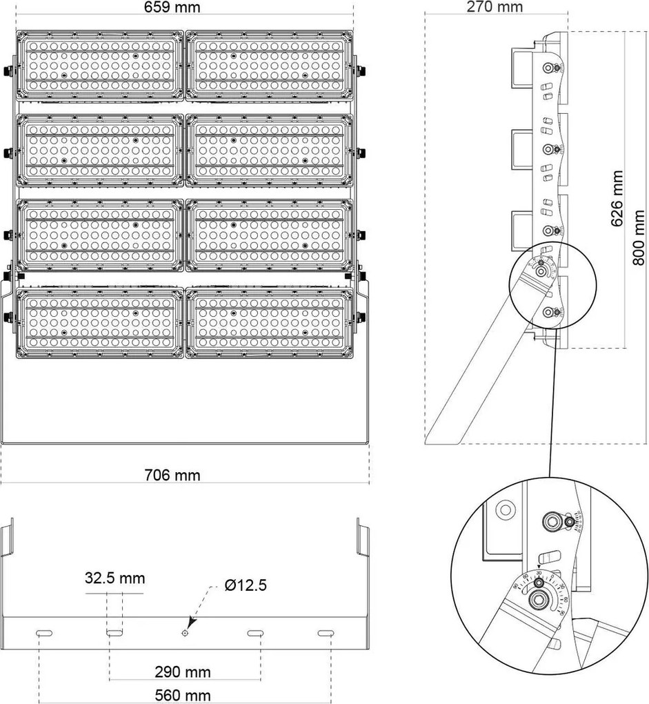 Faro Modulare LED 1.600W IP66 167lm/W Dimmerabile DALI - INVENTRONICS Colore Bianco Naturale 4.000K