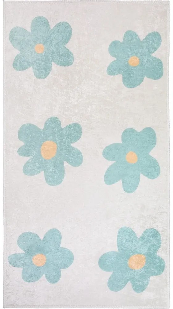 Tappeto per bambini color menta e avorio lavabile 60x100 cm Cute Flowers Green – Vitaus