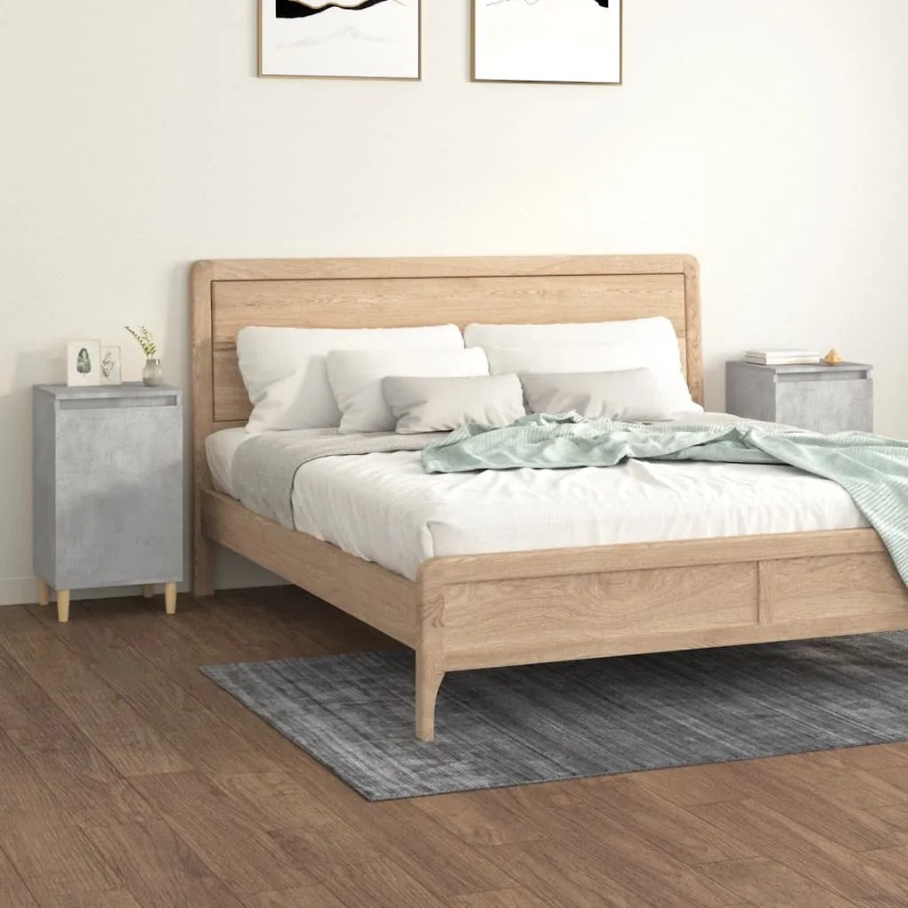 Comodini 2 pz grigio cemento 40x35x70 cm in legno multistrato