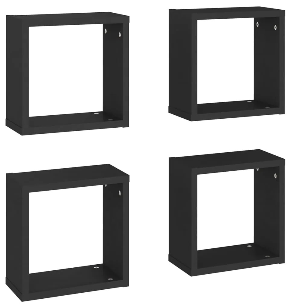 Mensole parete a cubo 4 pz nere 30x15x30 cm