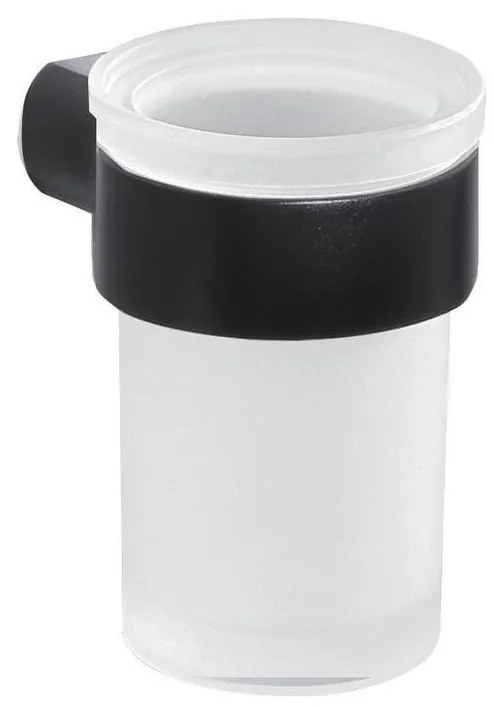 Gedy - Portaspazzolino a parete PIRENEI bianco latte vetro/nero