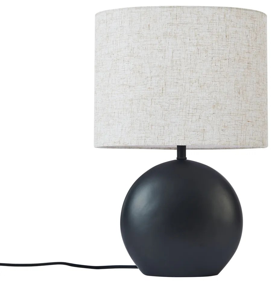 Lampada da tavolo Japandi nera con paralume in lino - Timo