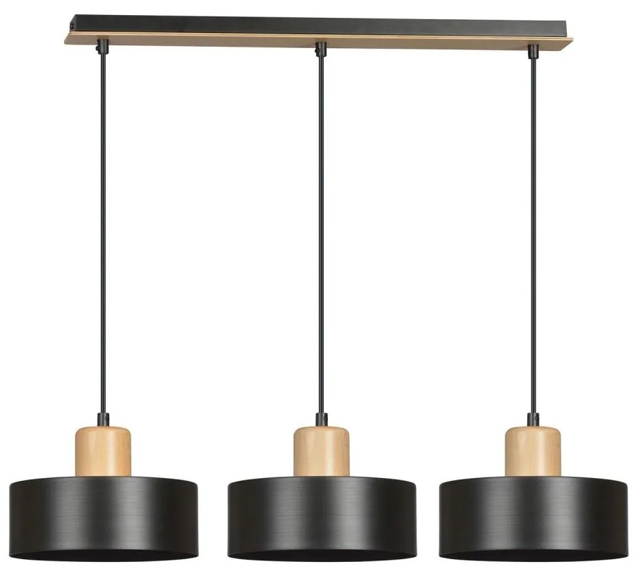 Lampadario a sospensione con filo TORIN 3xE27/15W/230V nero
