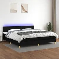 Letto a Molle Materasso e LED Nero 200x200cm in Tessuto 3133583