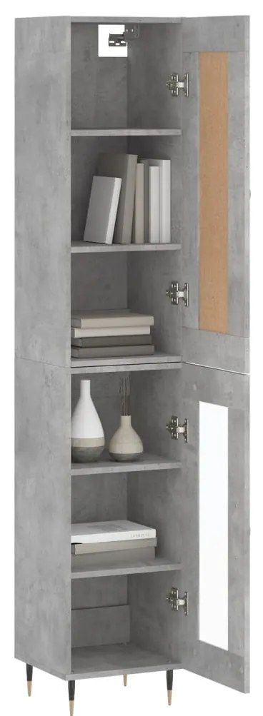 Credenza grigio cemento 34,5x34x180 cm in legno multistrato