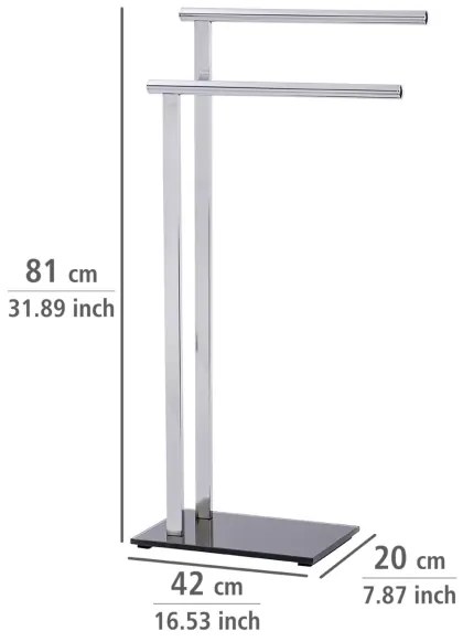 WENKO 22090100 - Porta asciugamani LAVA 42x81 cm in acciaio inox, finitura argento/nera