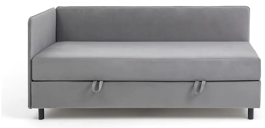 Letto singolo imbottito grigio con contenitore con materasso incluso 120x200 cm Avela – Bonami Selection