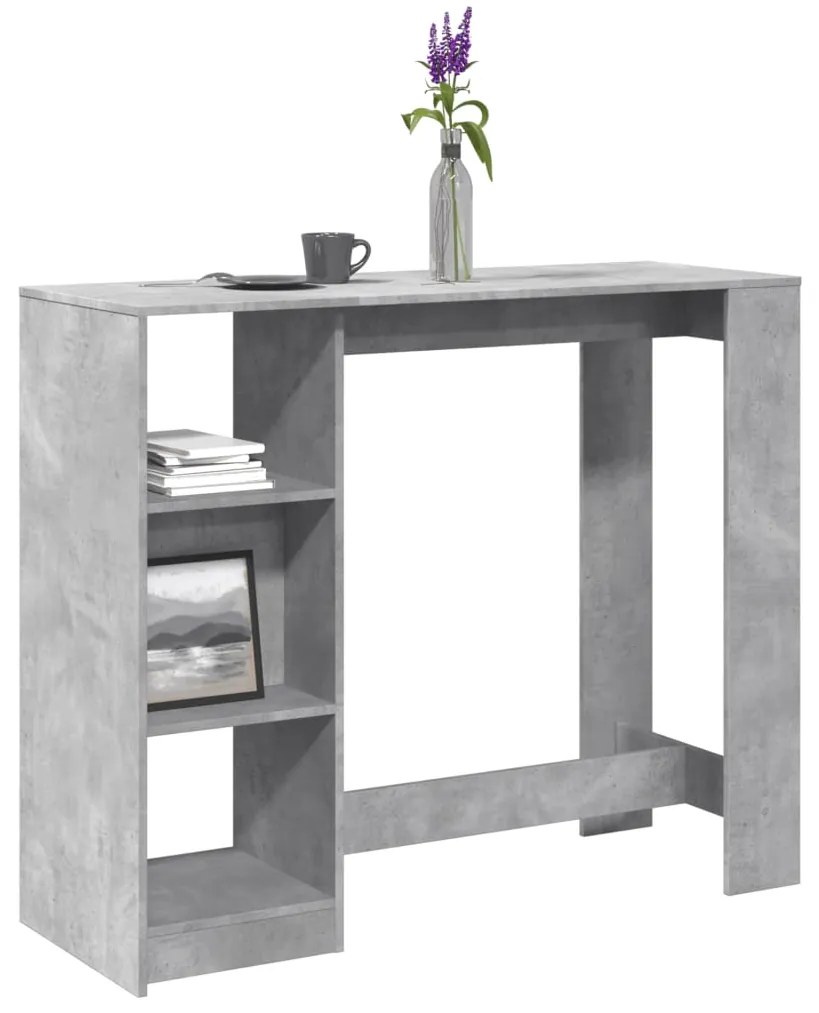 Tavolo Bar Ripiano Grigio Cemento 124x46x103,5 Cm Multistrato /