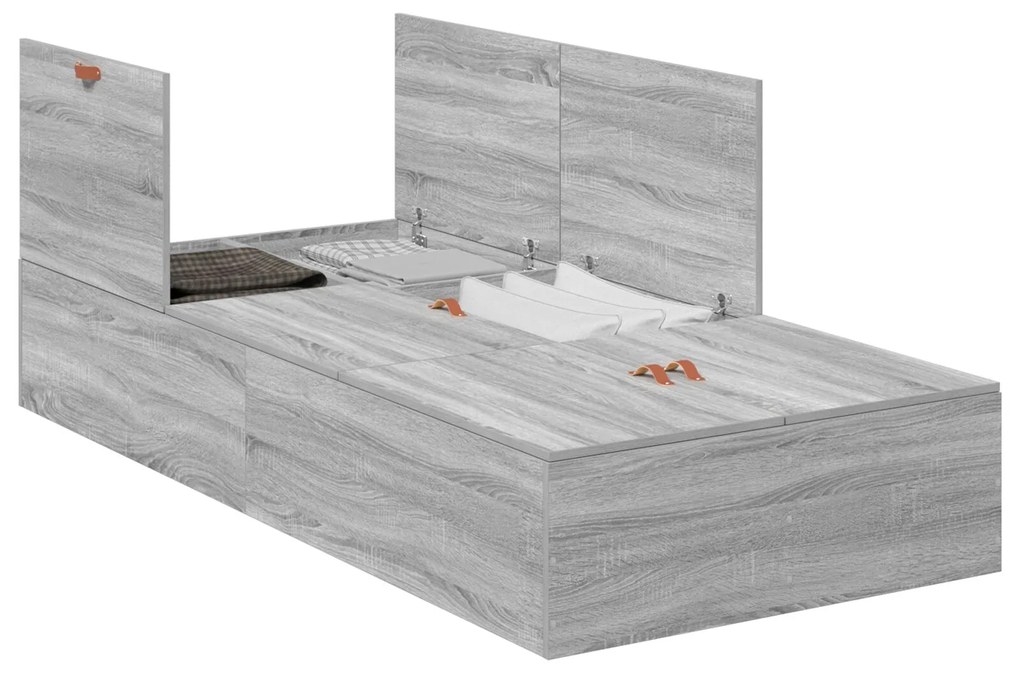 Letto contenitore grigio sonoma 80x200 cm