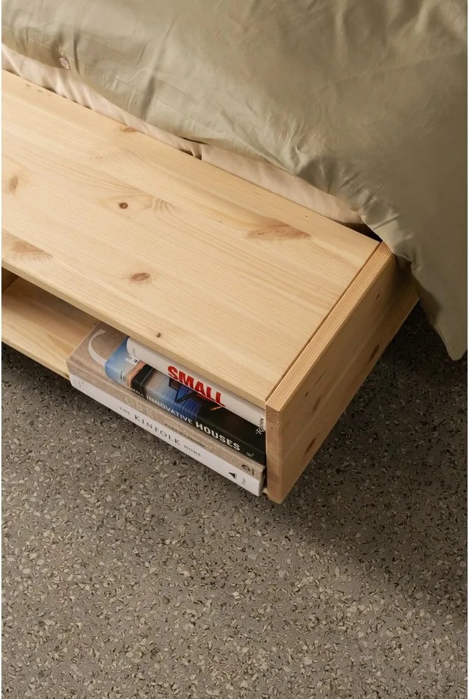 Letto matrimoniale di colore naturale in pino massiccio con rete inclusa 180x200 cm Merge – Karup Design