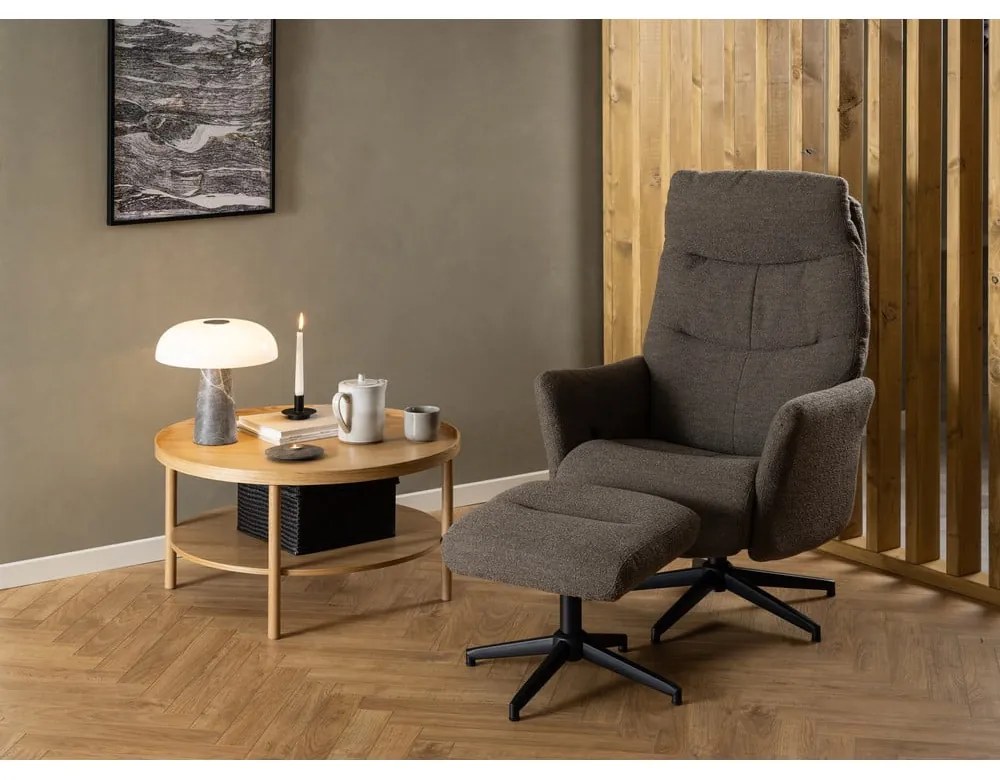 Poltrona relax grigio-marrone in tessuto bouclé London - Actona