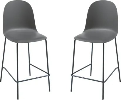 Sgabello con seduta in polipropilene Grigio Scuro e gambe in metallo - FOX 2 pezzi