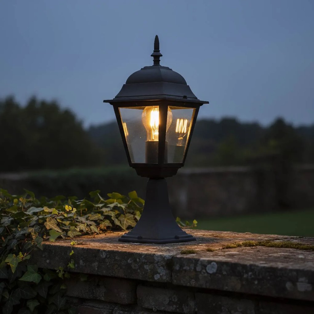 Paletto Lampione Vintage 40cm E27 IP54 Nero - Serie Alfieri