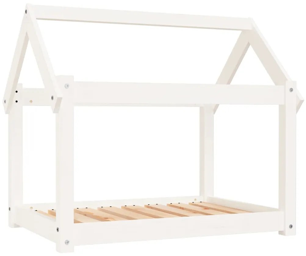 Cuccia per cani bianca 81x60x70 cm in legno massello di pino