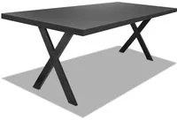 Tavolo da pranzo 160x90cm in legno e metallo con piedi ad X e ripiano in colore legno nero