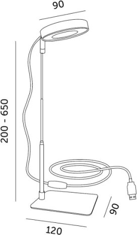 Lampada LED da tavolo dimmerabile per coltivazione piante VERDI LED/5W/5V 1300K, nera