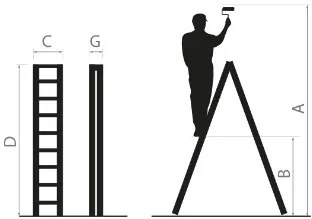 Scala in legno a due pezzi 2 x 6 con capacità di carico di 150 kg