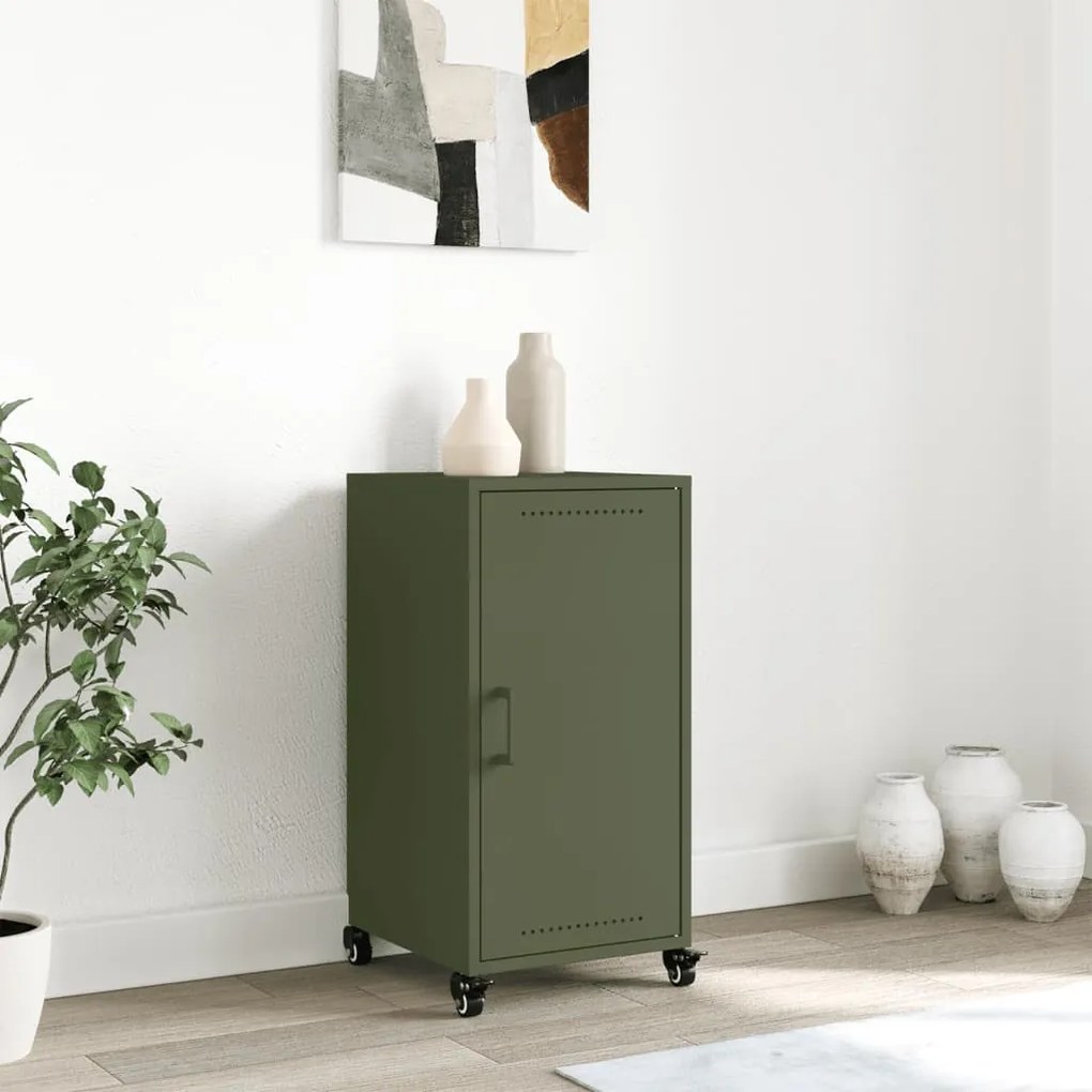 Credenza verde oliva 36x39x72 cm in acciaio laminato a freddo