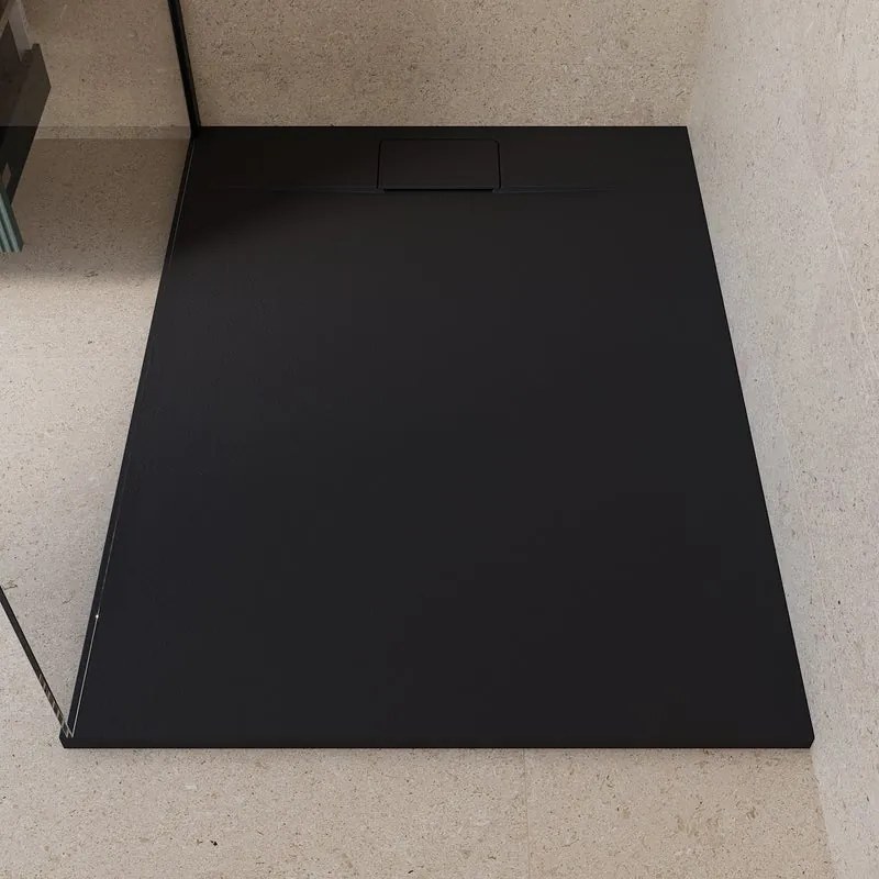Piatto doccia SENSEA in composito minerale di resina gelificata Neo nero L 90 x L 120 x H 2.7 cm opaco