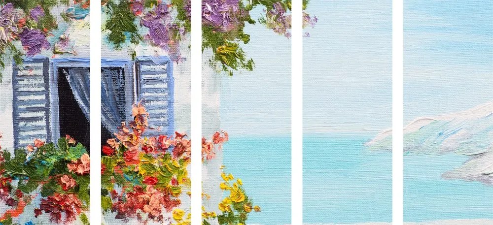 Quadri 5 pezzi – Casetta e vista sul mare