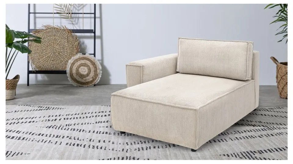 Modulo divano in velluto a coste color crema, angolo sinistro Nihad modular - Bobochic Paris