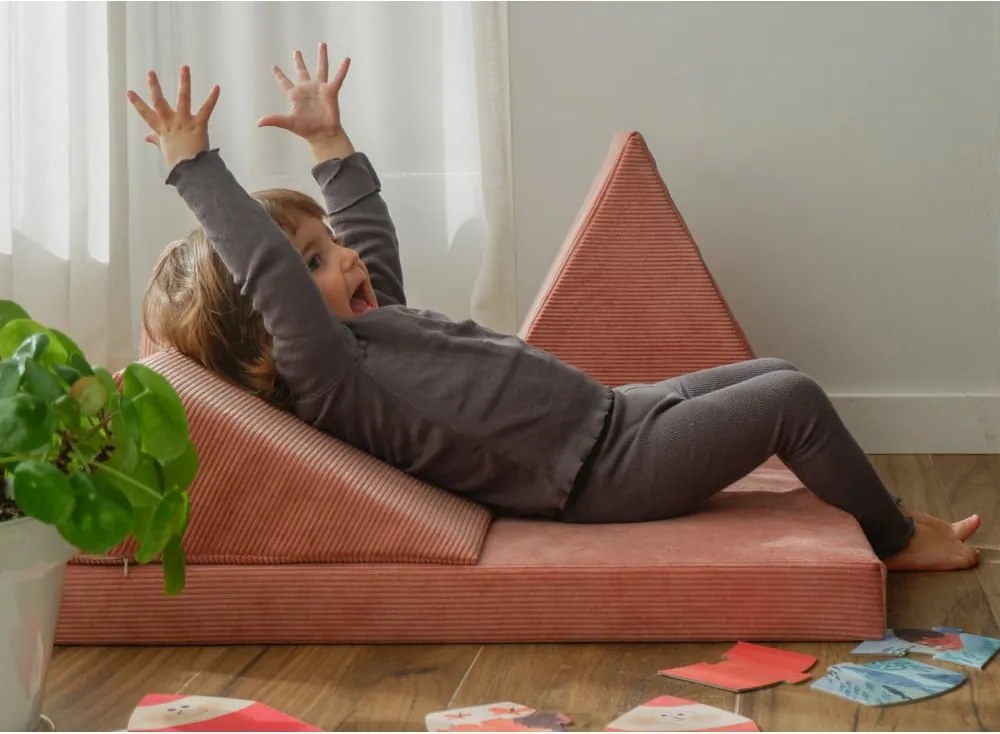 Set per psicomotricità rosa chiaro in velluto a coste 75x41x7 cm Bloque Montessori – Little Nice Things