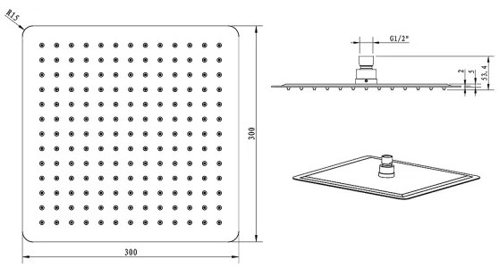 Sapho - Soffione doccia SLIM 30x30 cm lucido acciaio inossidabile