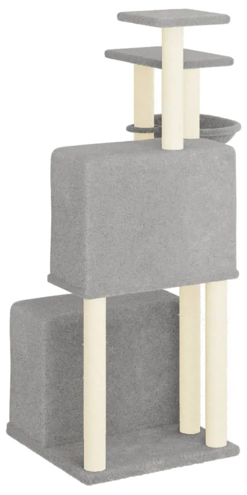 Albero per gatti con tiragraffi in sisal grigio chiaro 122 cm