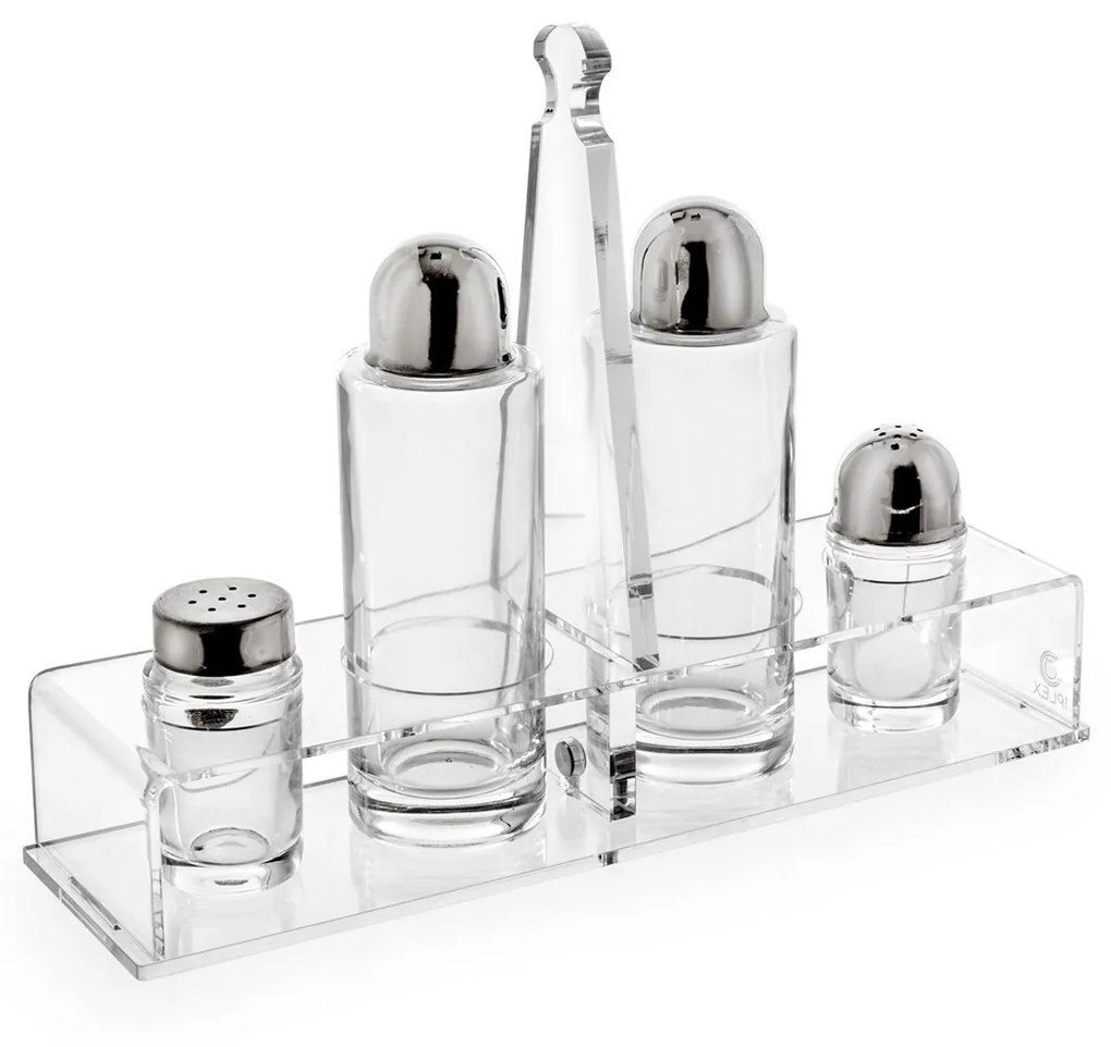 Set olio, aceto, sale e pepe Iplex plexiglass trasparente