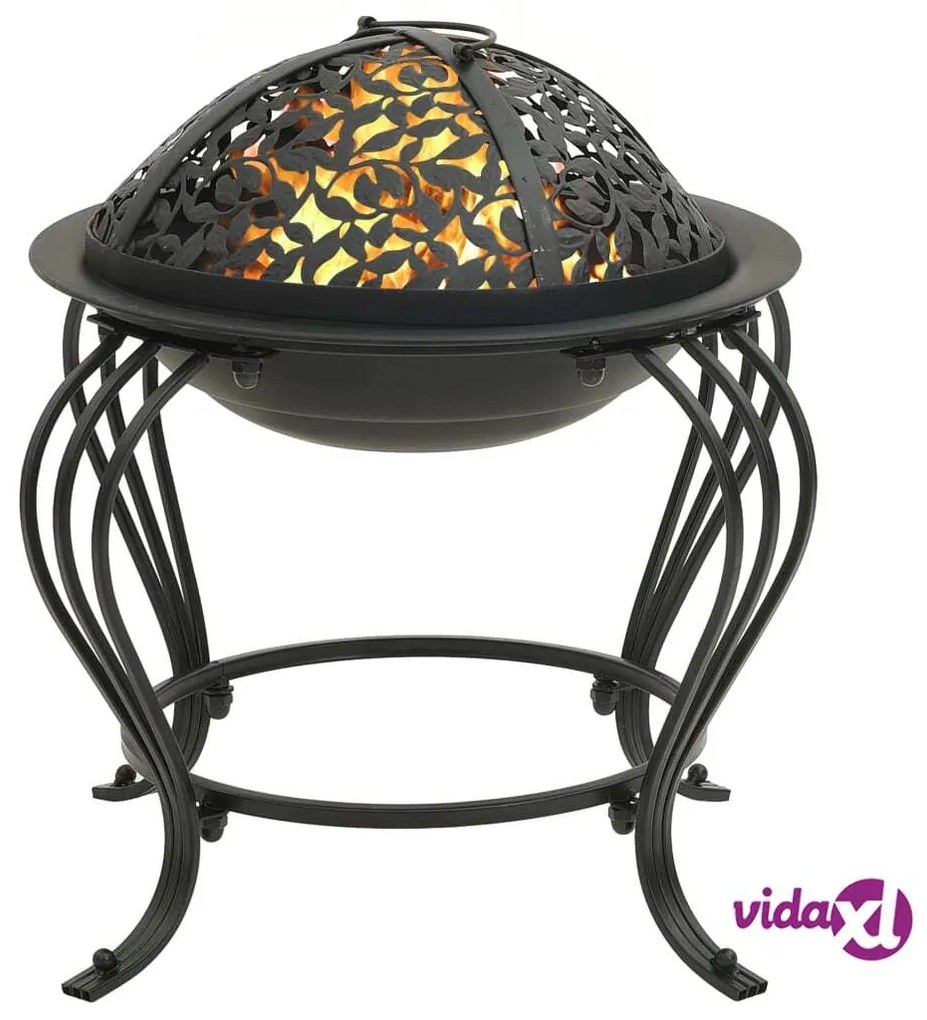 vidaXL Braciere con Attizzatoio 49 cm in Acciaio