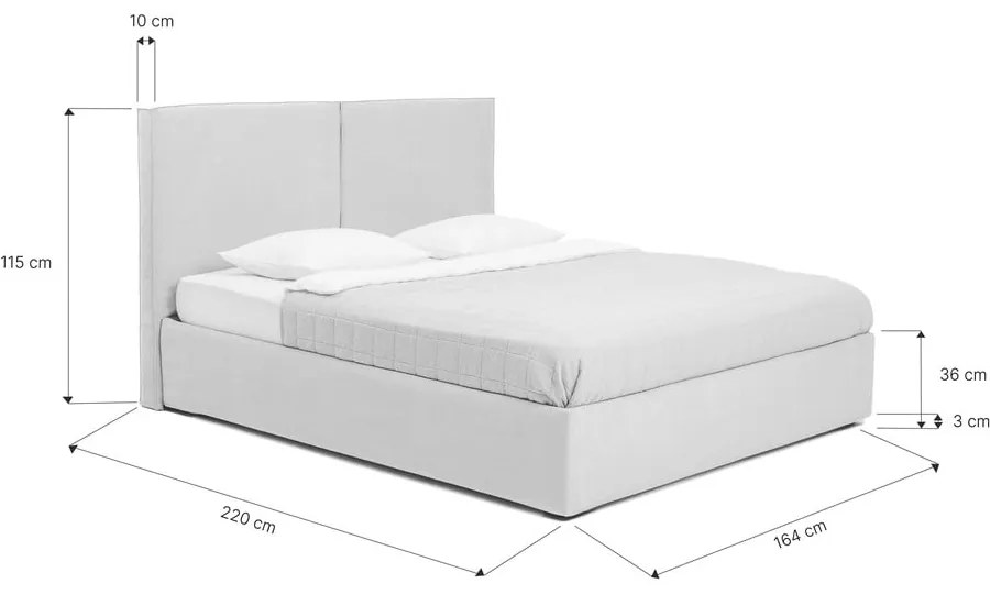 Letto matrimoniale imbottito blu con contenitore e rete inclusi 160x200 cm Thessa Bold – Bonami Selection