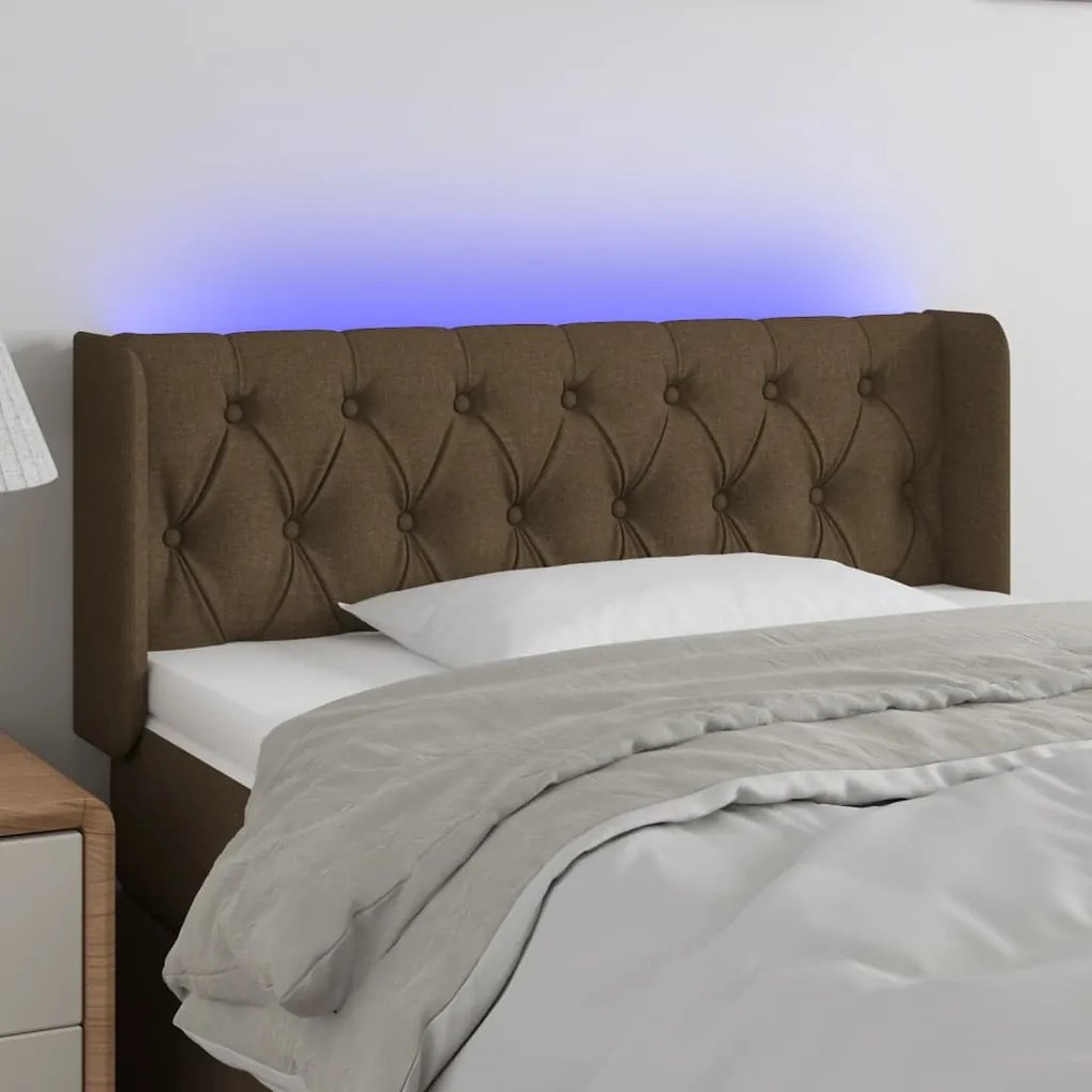 Testiera A Led Marrone Scuro 103x16x78/88 Cm İn Tessuto /