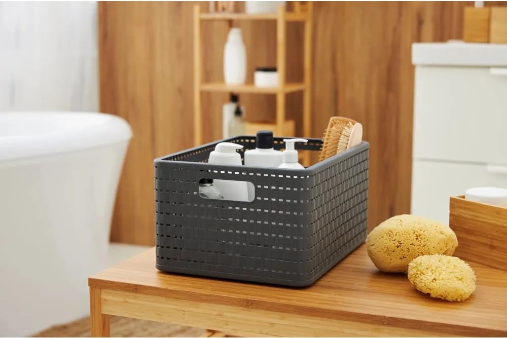 Cestino in plastica riciclata grigio scuro Country - Rotho