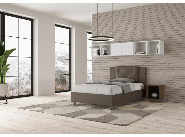 Letto una piazza e mezza senza rete imbottito 120x200 similpelle cappuccino Appia