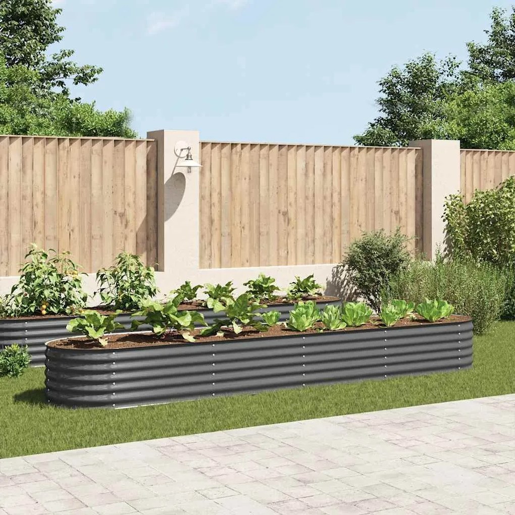 Letto Rialzato Giardino 400x80x44 Cm İn Acciaio Zincato Grigio /