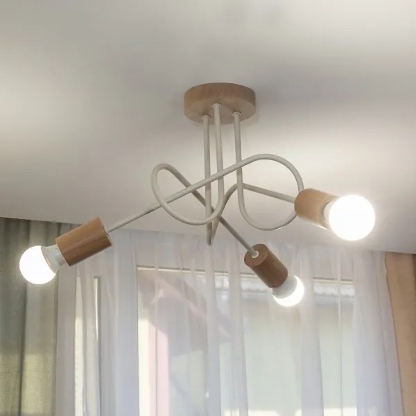 Plafoniera OXFORD 3xE27/15W/230V, finitura pino/crema