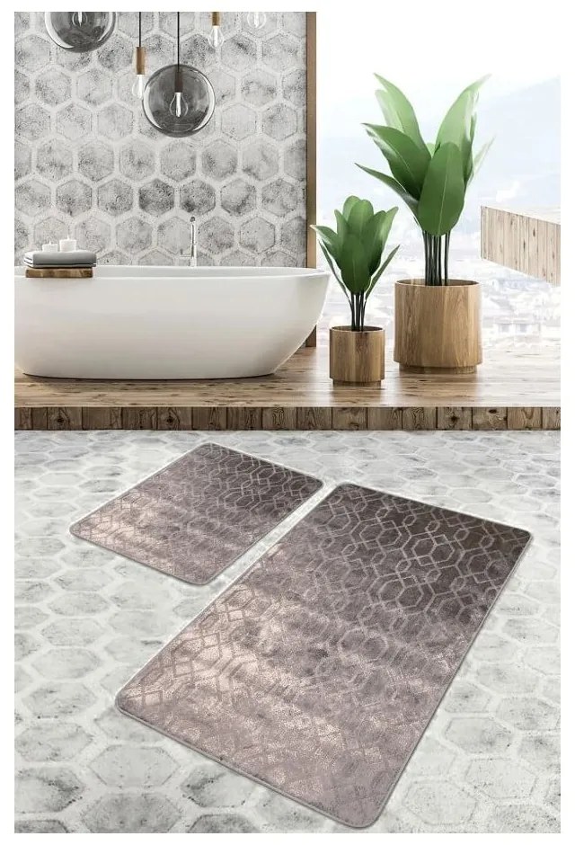 Set di tappetini per il bagno grigi in velluto 2 pz 60x100 cm – Mila Home