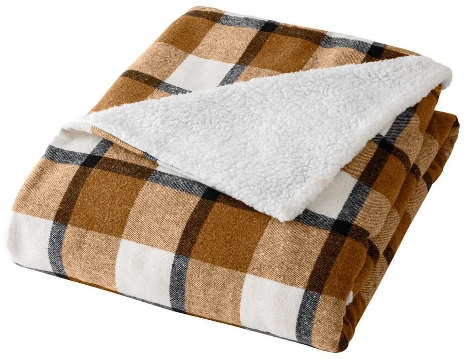 Coperta marrone in sherpa 125x150 cm Ecossais – douceur d'intérieur