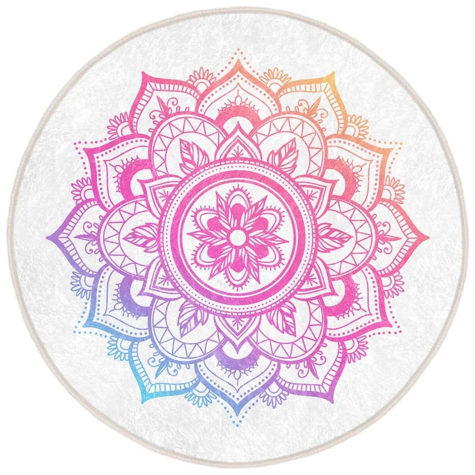 Tappeto rotondo lavabile bianco e rosa adatto ai robot aspirapolvere ø 120 cm Comfort - Mila Home