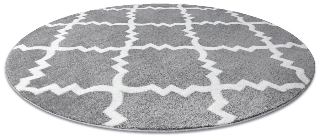 Tappeto SKETCH cerchio - F343 grigio/bianco marocco trifoglio trellis