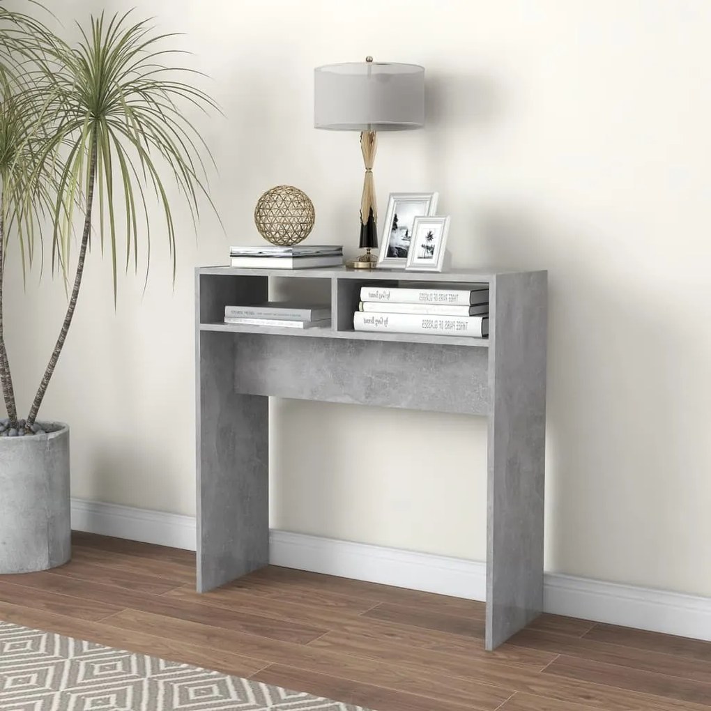 Tavolino Consolle Grigio Cemento 78x30x80cm Legno Multistrato /