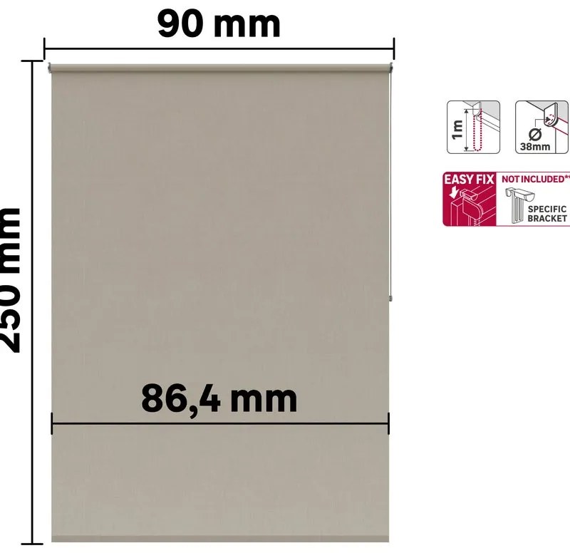 Tenda a rullo filtrante INSPIRE Kangri marrone 90x250 cm