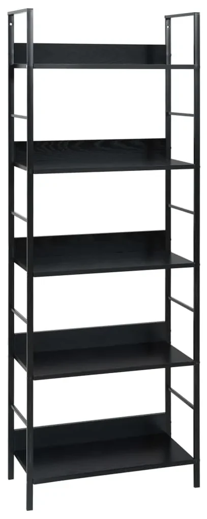 Libreria a 5 ripiani nera 60x27,6x158,5 cm in truciolato