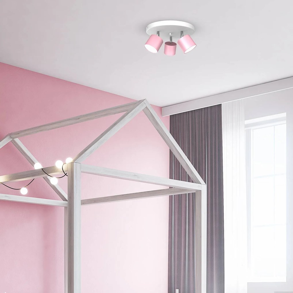 Eko-Light Faretto da soffitto Cloudy 3 luci rotondo rosa