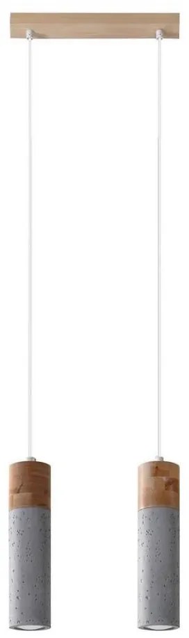 Sollux SL.0966 - Lampadario a sospensione con filo ZANE 2xGU10/40W/230V calcestruzzo/legno